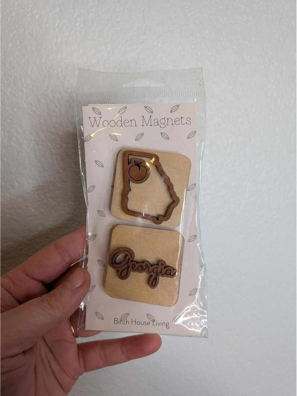 Georgia Wooden Magnet Set Peach State Souvenir Birch House Living New Sealed